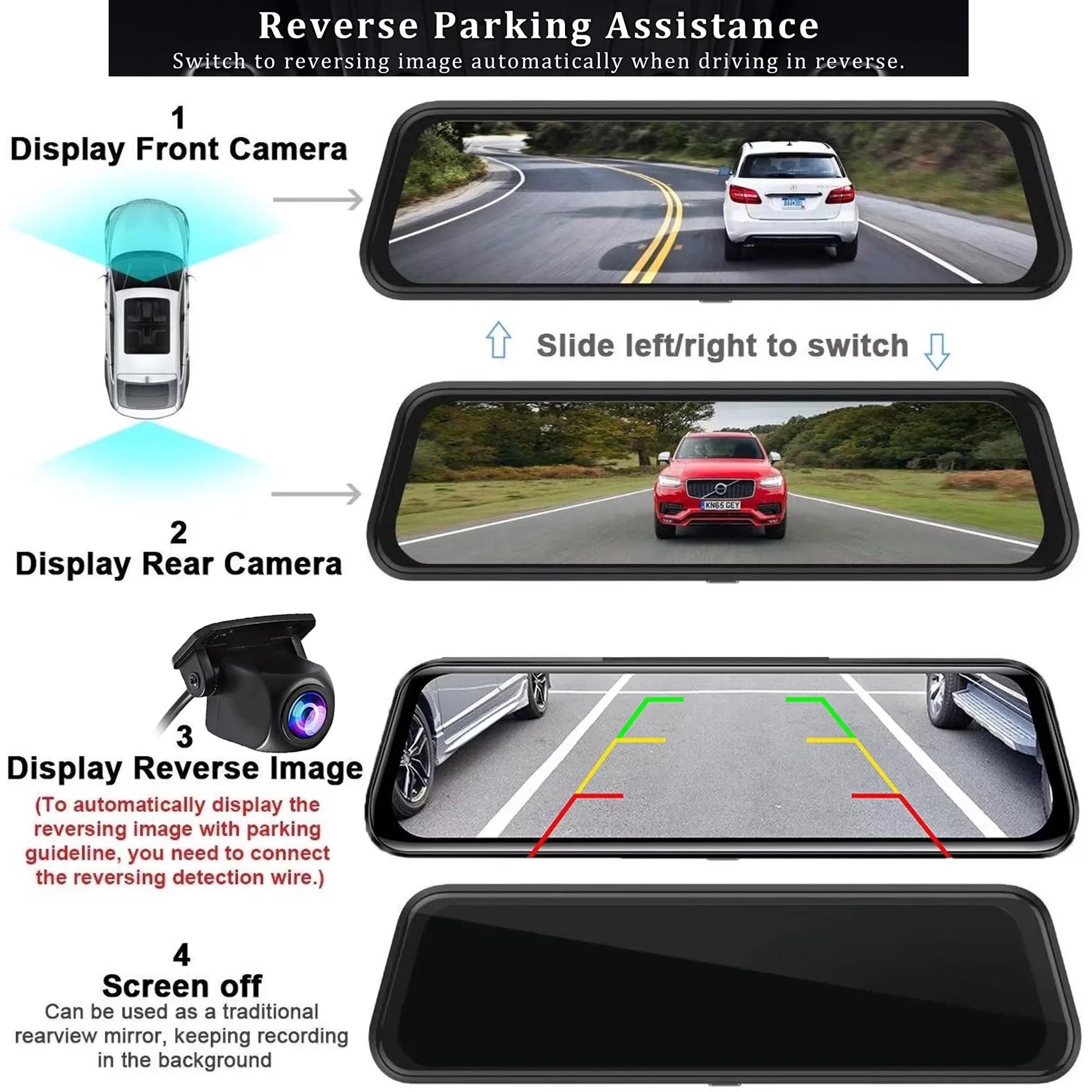 Full Touch Screen Backup Camera Front and Rear View